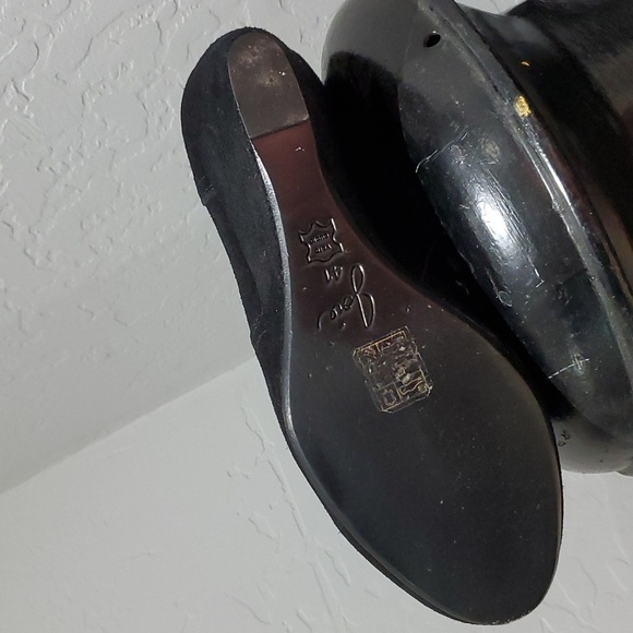 JOIE Leather SUEDE BLACK WEDGE Boots SIZE 41 POINTED ROUND TOE - Picture 7 of 13